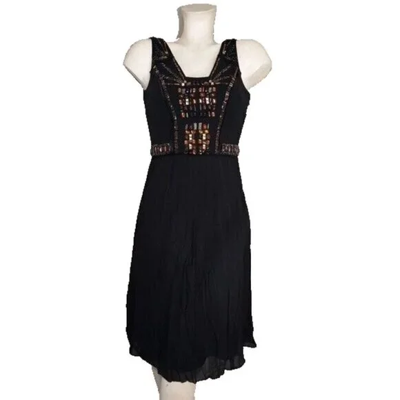SUE WONG Nocturne Black Beaded Silk Cocktail Dress sz 6 - Picture 3 of 13